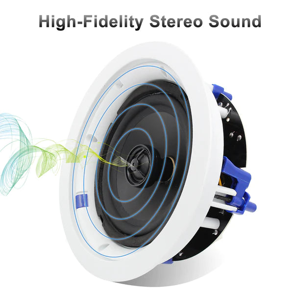 Herdio 6.5" In-Ceiling Bluetooth Speakers With 320 Watts 2-Way Surround Sound Experience