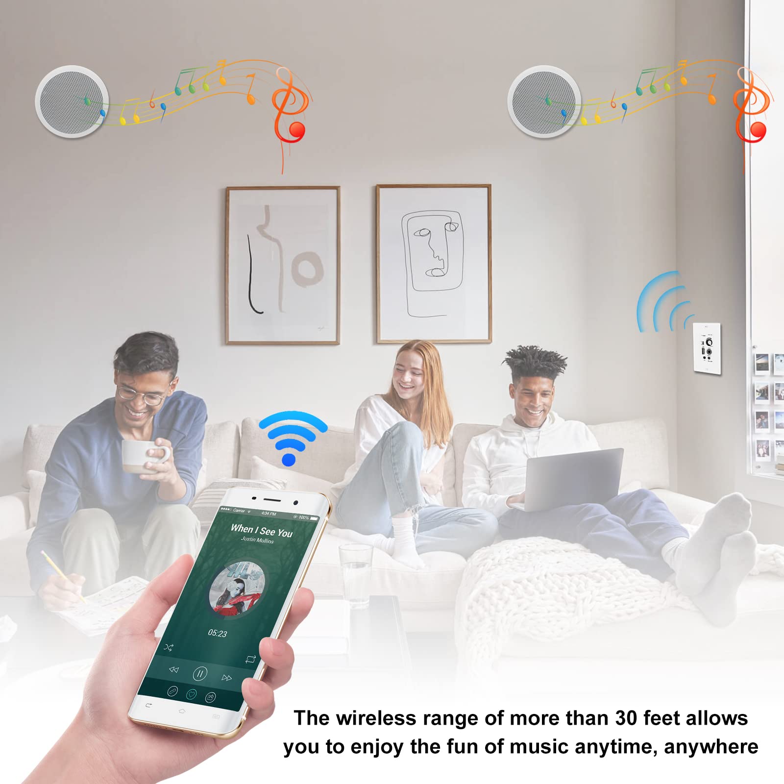 Herdio 6.5" Ceiling Bluetooth Speakers 320W 2-Way for Immersive Home Audio