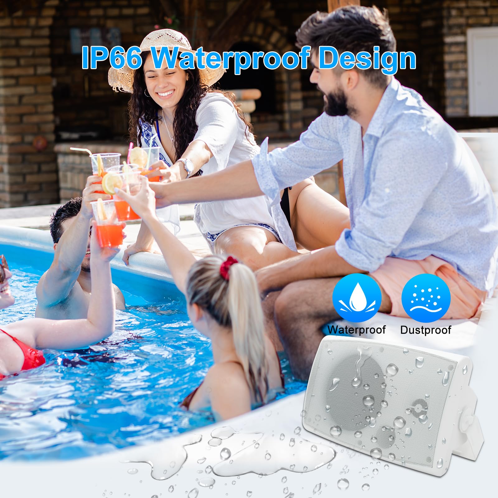 Herdio 6.5" Outdoor Speakers 400 Watts 2-Way Exceptional Sound for Outdoor Spaces