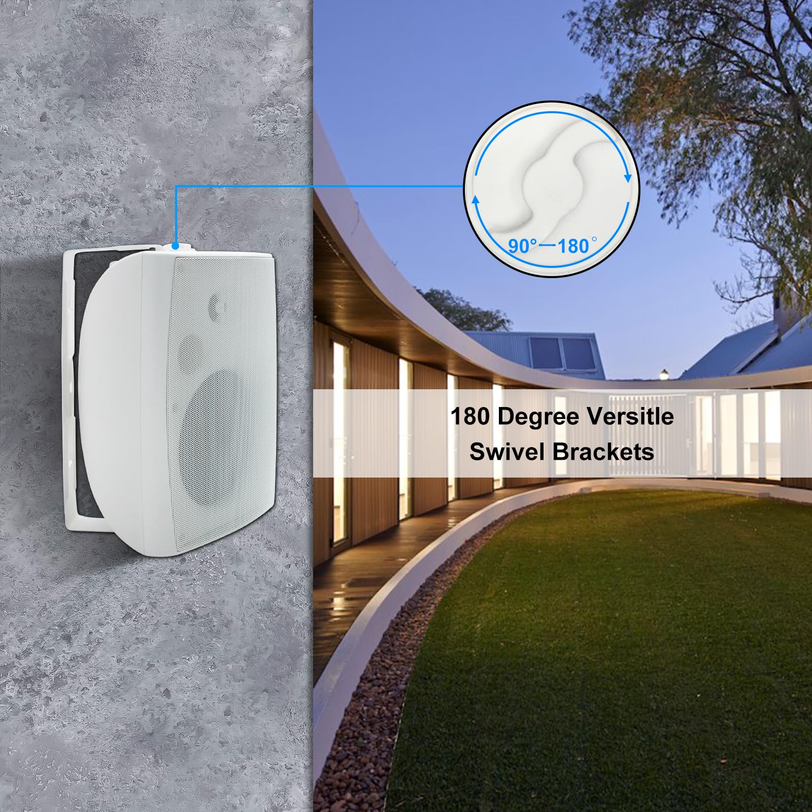 Herdio 6.5" Outdoor Speakers 400 Watts 2-Way Exceptional Sound for Outdoor Spaces