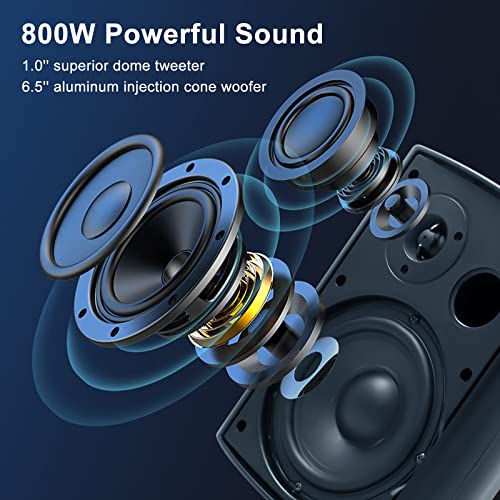 Herdio 6.5" Outdoor Speakers 800 Watts Waterproof Dustproof Audio