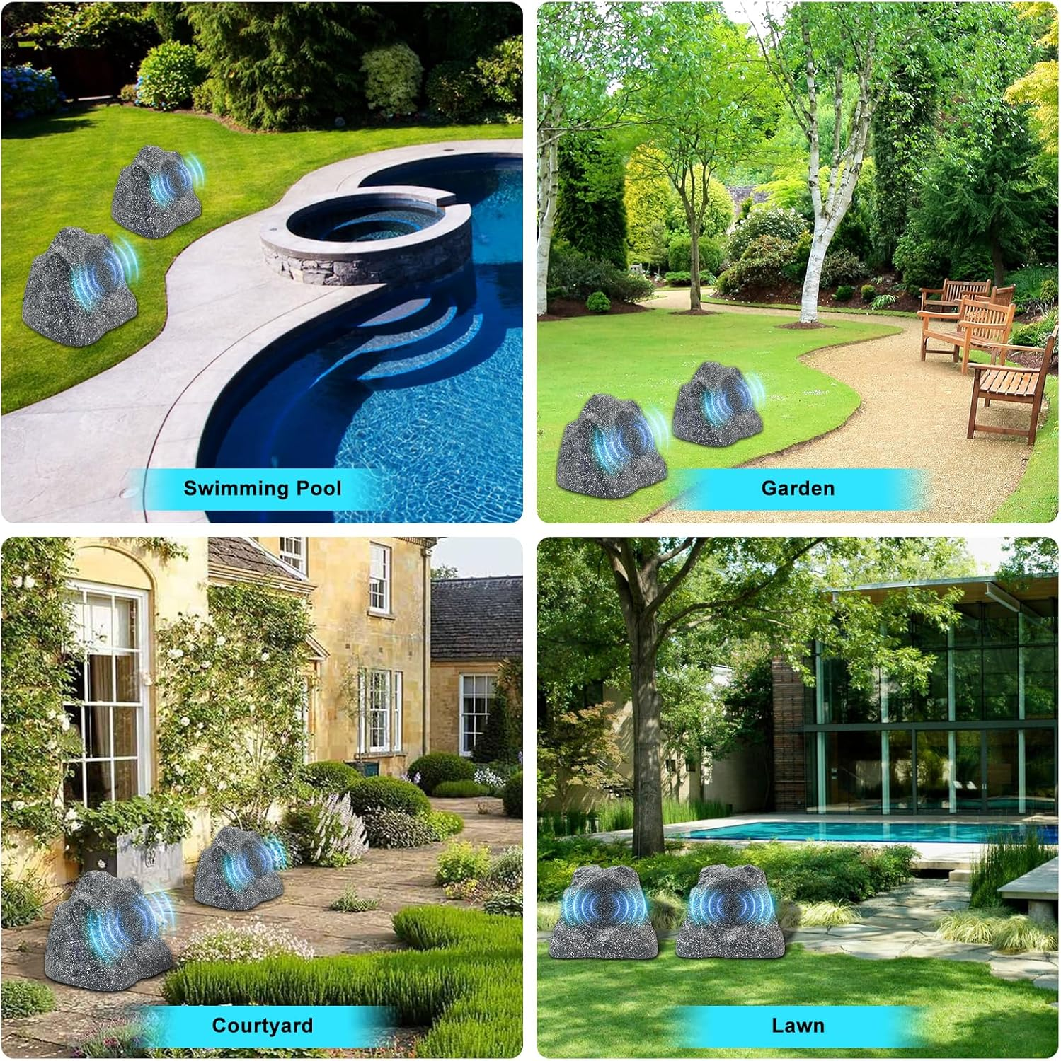 Outdoor rock speakers for patios gardens and pools