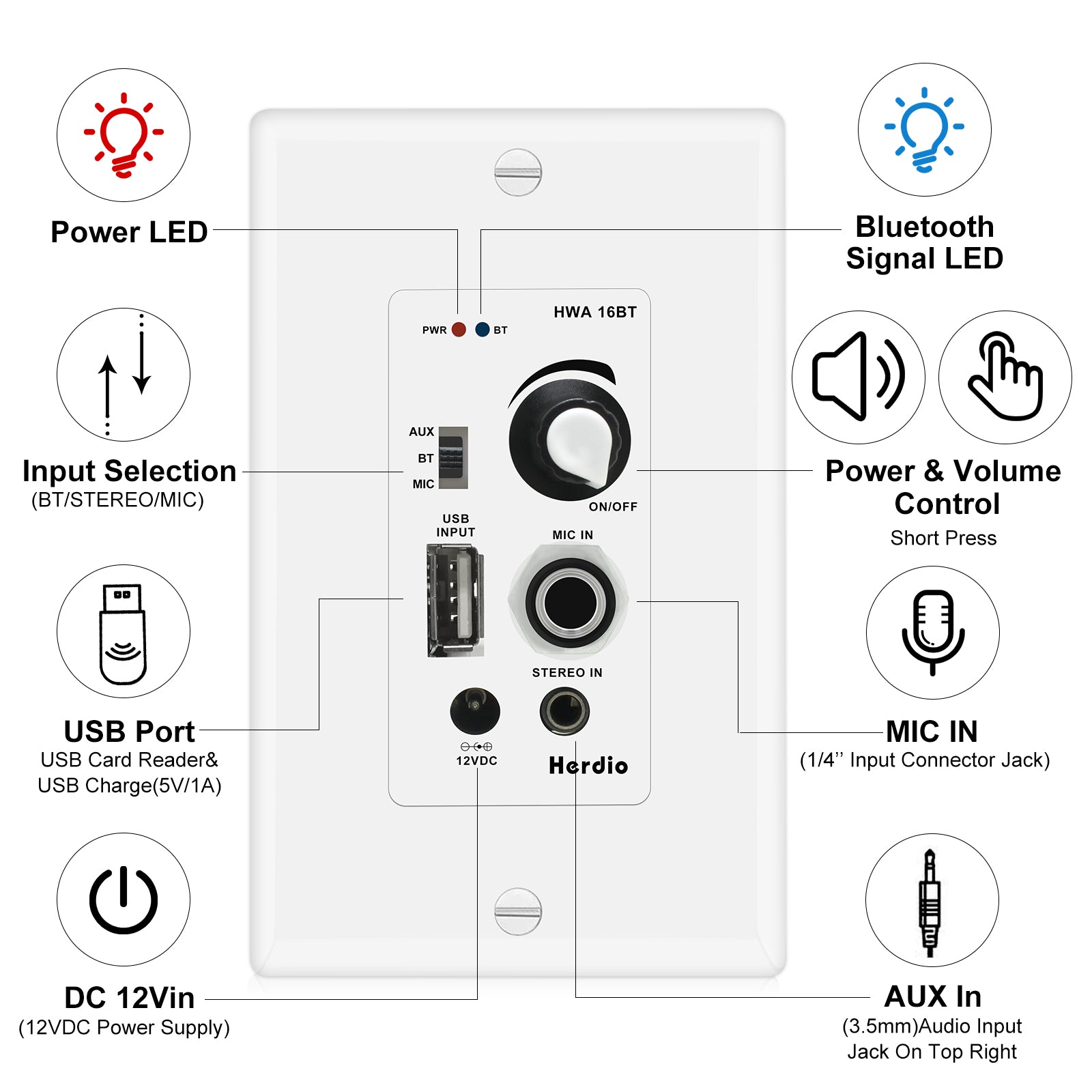 Herdio 4" Bluetooth Ceiling Speakers 160 Watts 2-Way for Home Audio