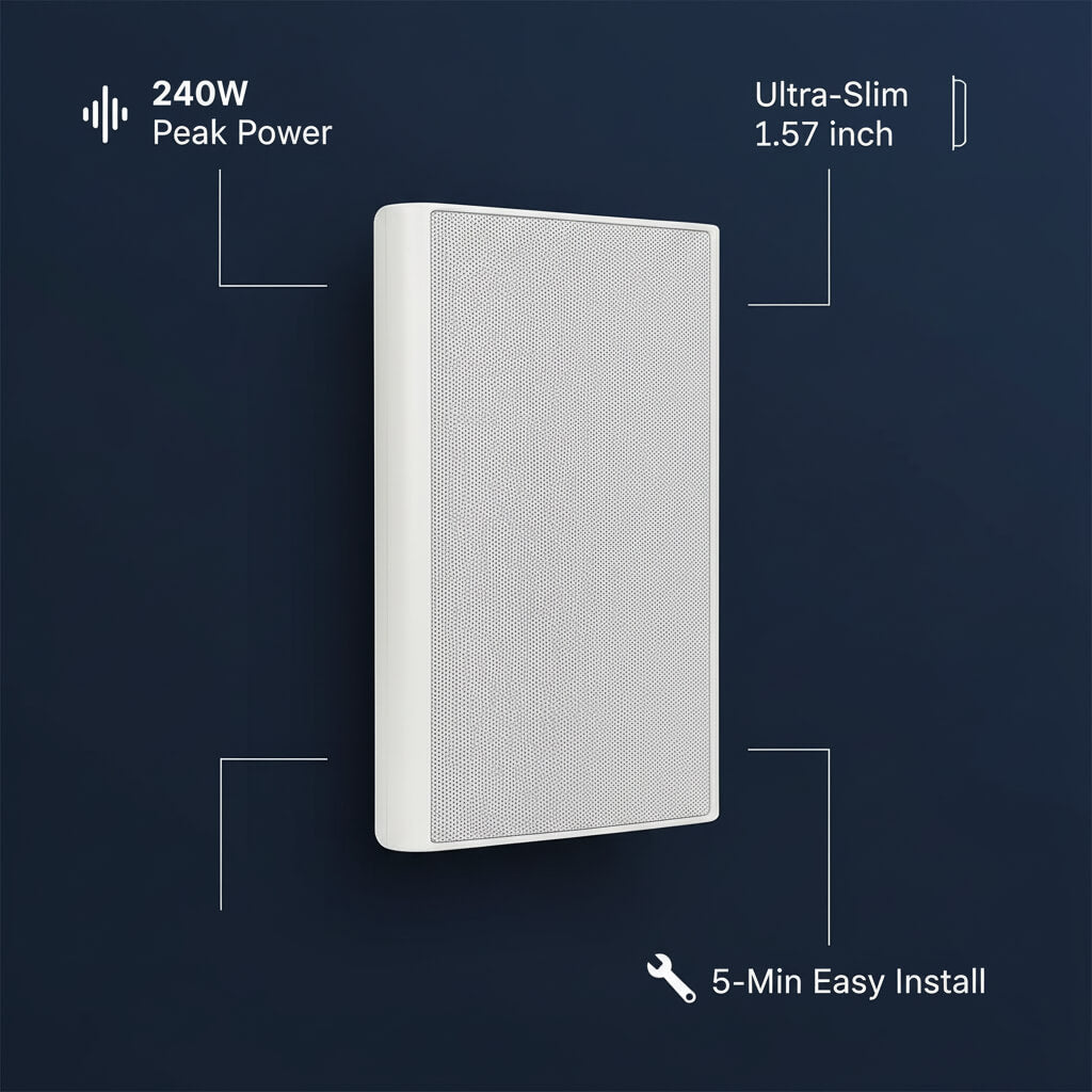 Herdio 5.25" Ultra-Slim Wall Mount Speakers 240W | Home Theater Speakers Pair