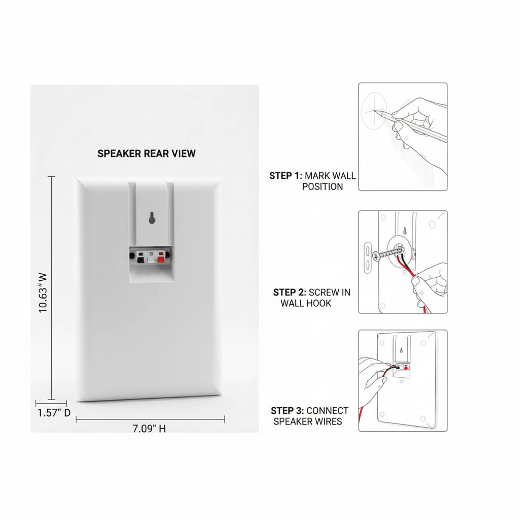 Herdio 5.25" Ultra-Slim Wall Mount Speakers 240W | Home Theater Speakers Pair