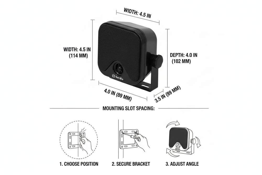 Herdio Speaker Dimensions and Installation Guide