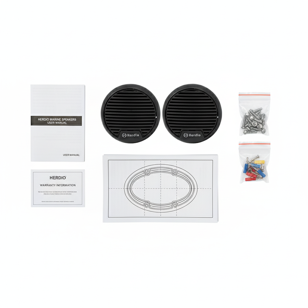 Herdio marine speakers package contents what's included in the box