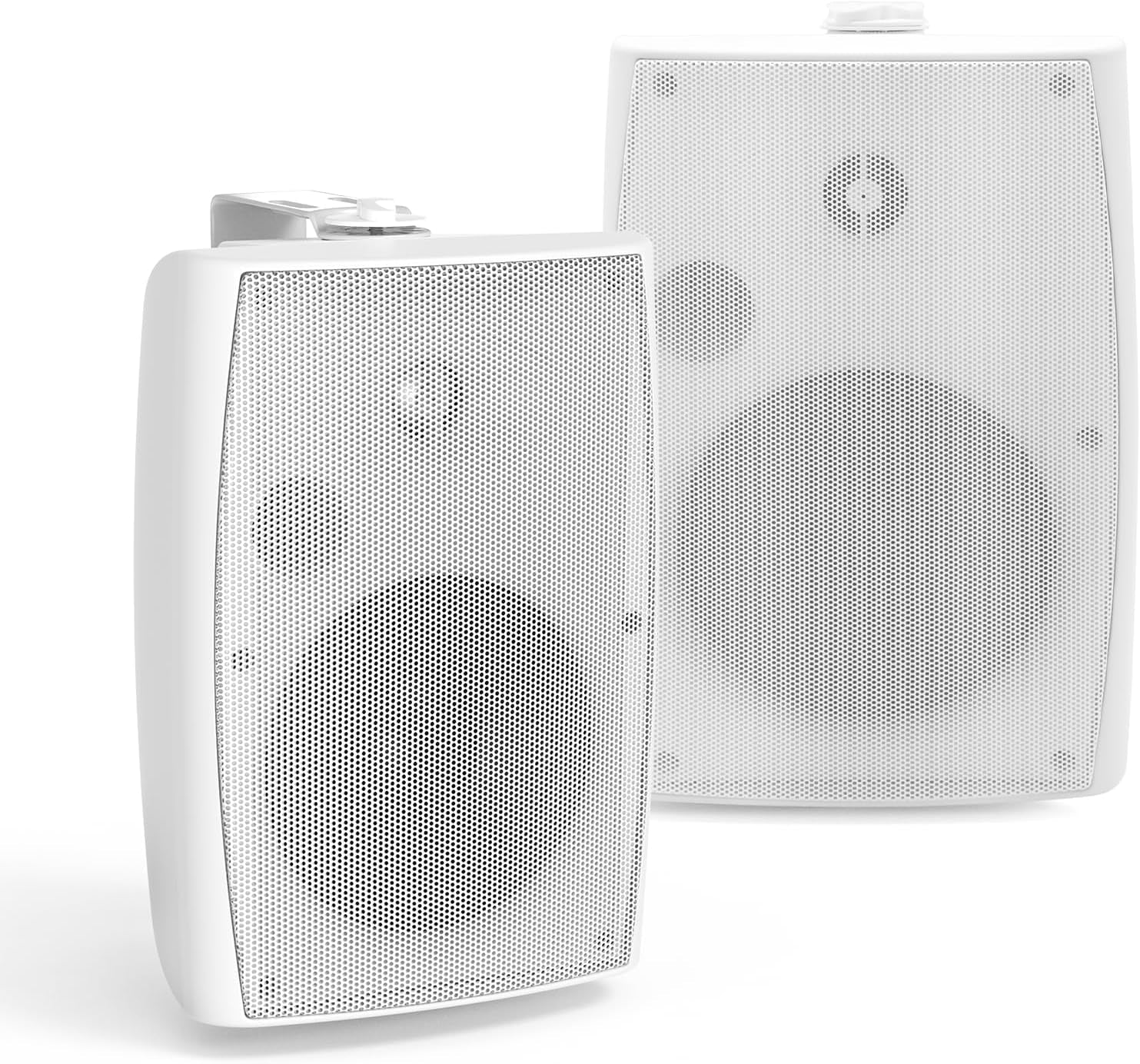 Herdio 5.25" Passive Outdoor Speakers Waterproof Wired, 300W Wall Mount Speakers with Superior Sound,Dual Swivel Brackets for Patio/Deck/Backyard (Pair, Black)