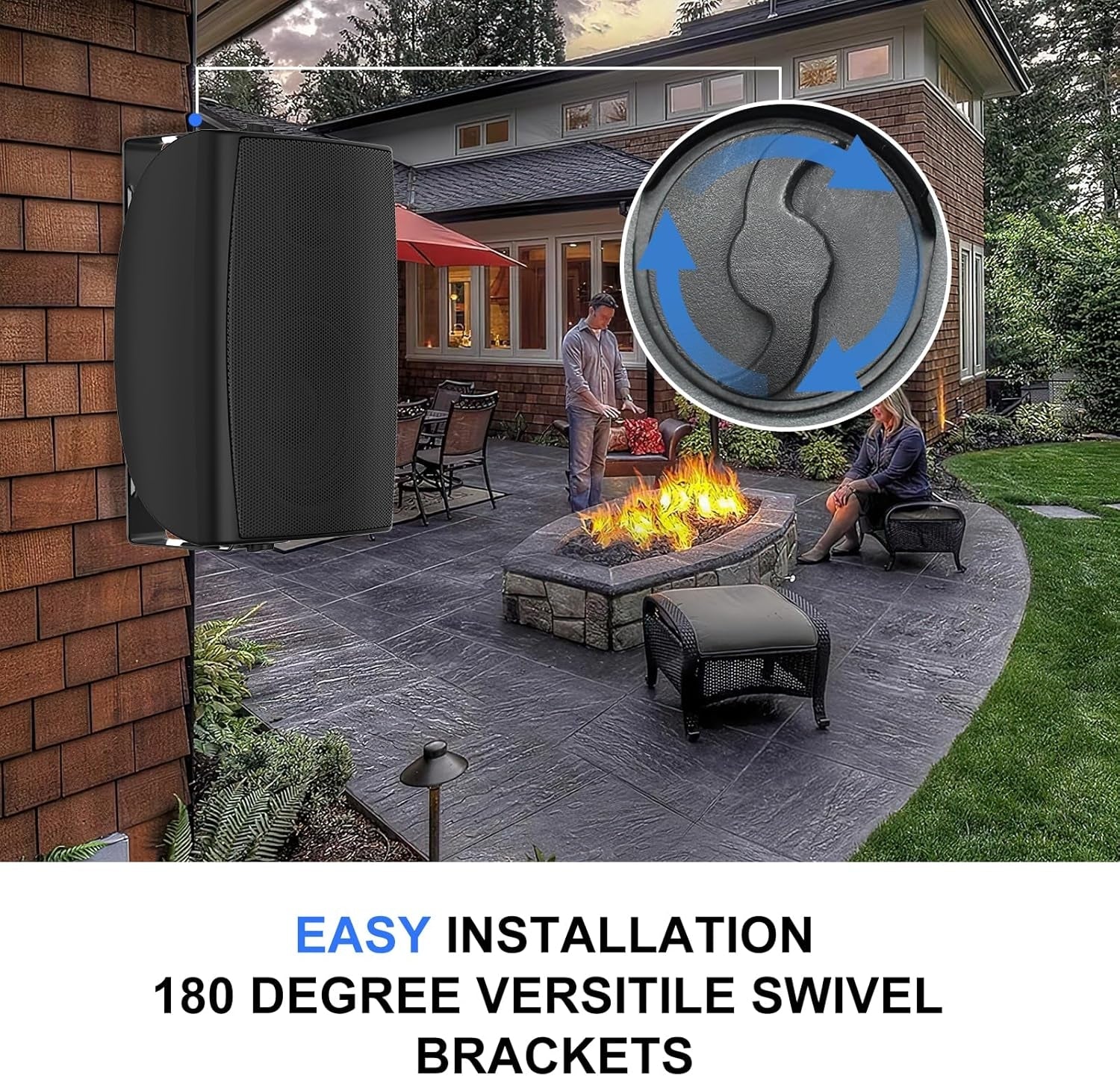 Herdio 4" Passive Outdoor Speakers 200W Waterproof Wired Wall Mount Speakers