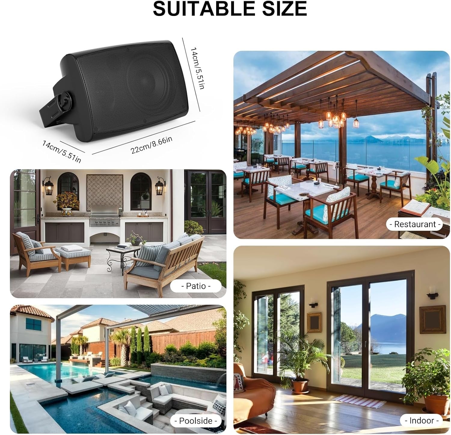 Herdio 4" Passive Outdoor Speakers 200W Waterproof Wired Wall Mount Speakers