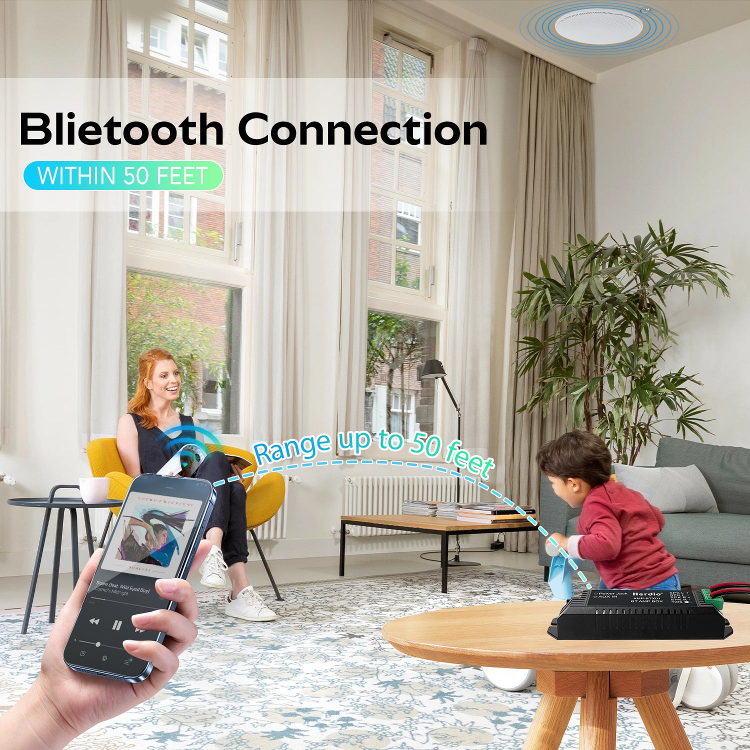 Herdio 2-Channel Bluetooth Amplifier For Home Speakers