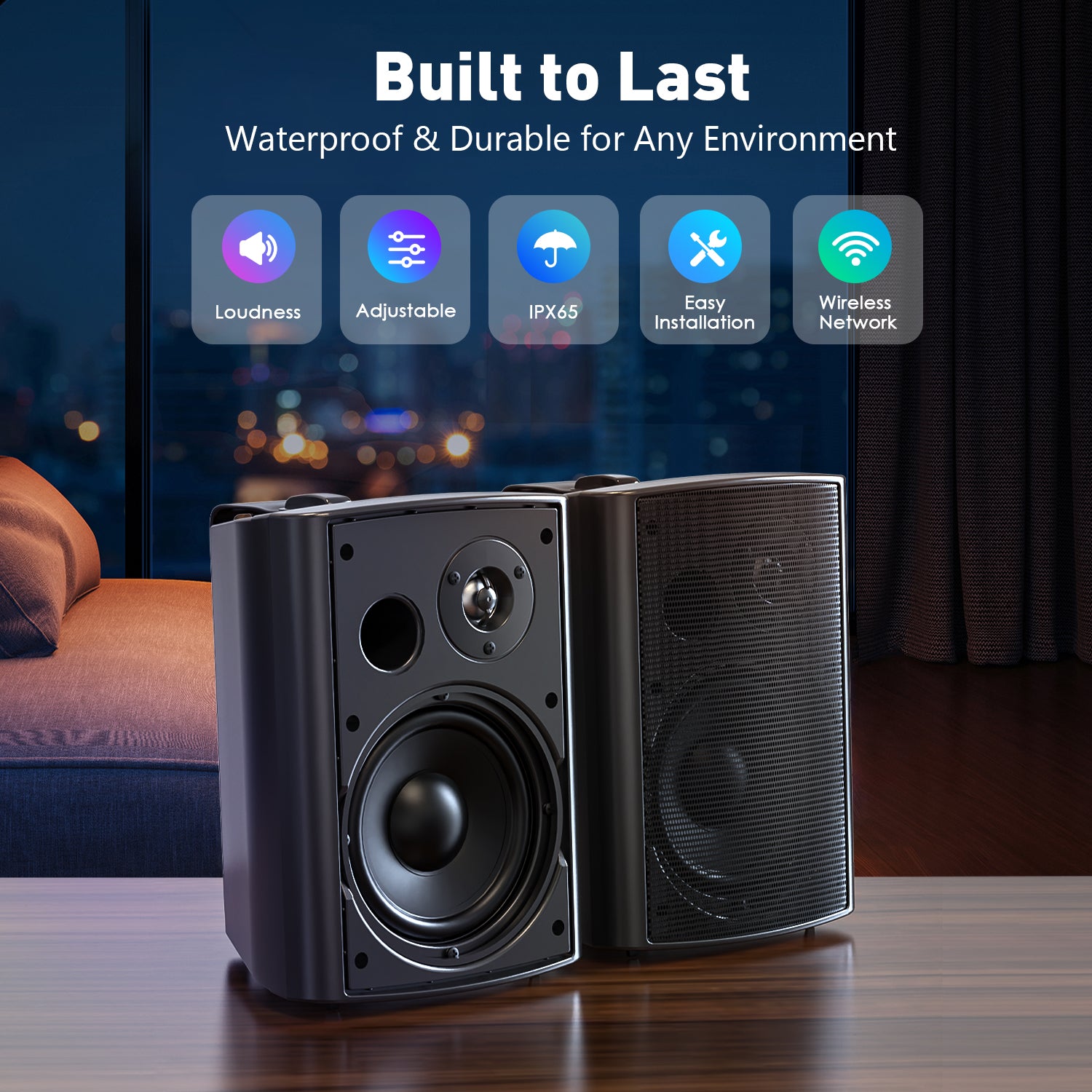 Herdio 6.5" Outdoor Bluetooth Speakers 400W 2-Way – Waterproof Wall Mount Stereo for Patio & Backyard