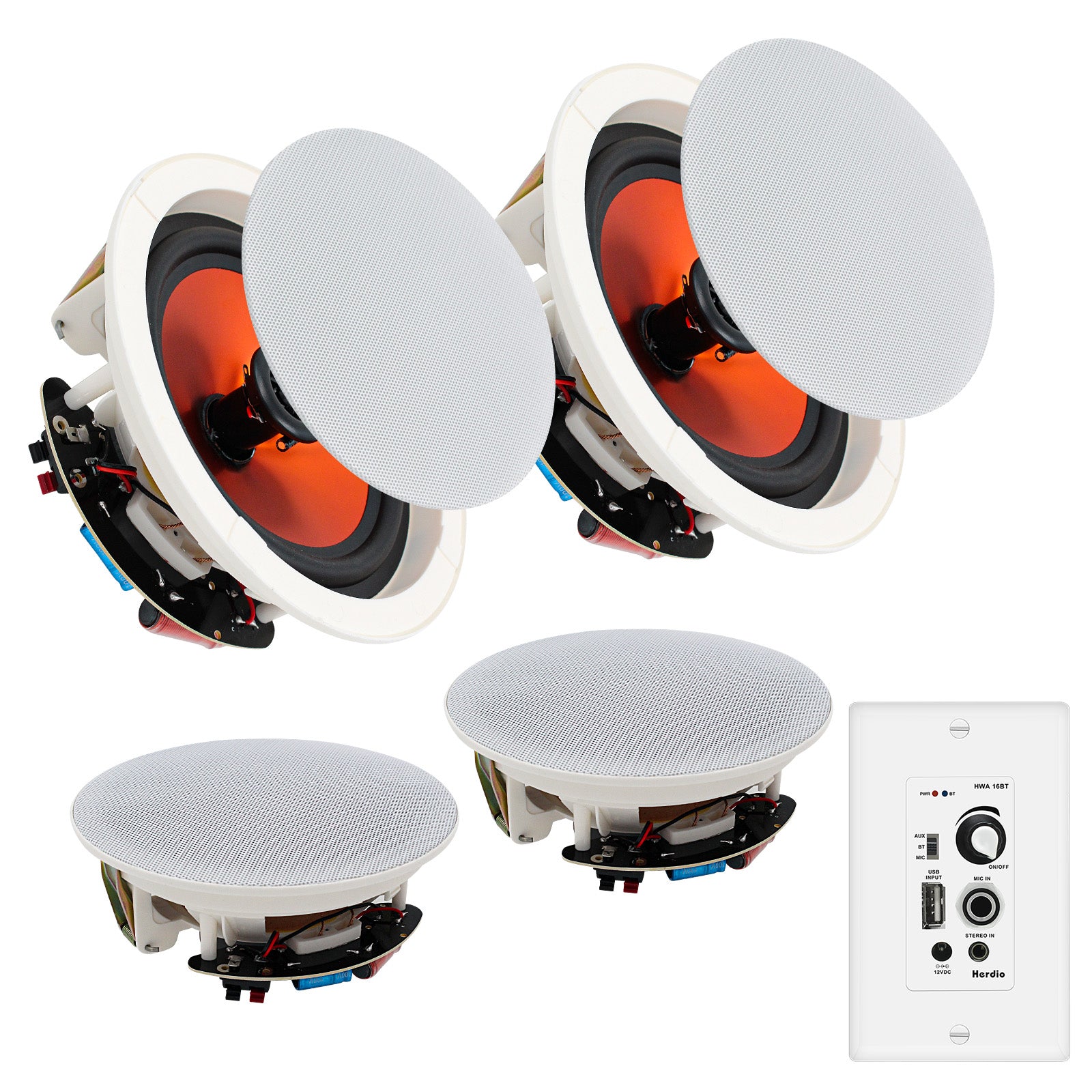 Herdio 6.5" In-Ceiling Bluetooth Speakers 600 Watts for Powerful Audio Performance