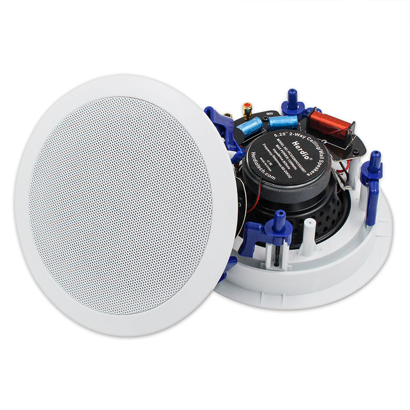 Herdio 5.25 inch Bluetooth ceiling speaker system package for home audio installation