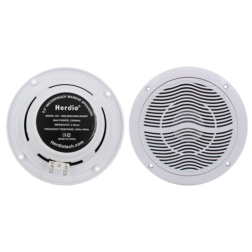 Herdio 6.5" Marine Speakers 120W | IP66 Waterproof 2-Way Wired Boat Audio
