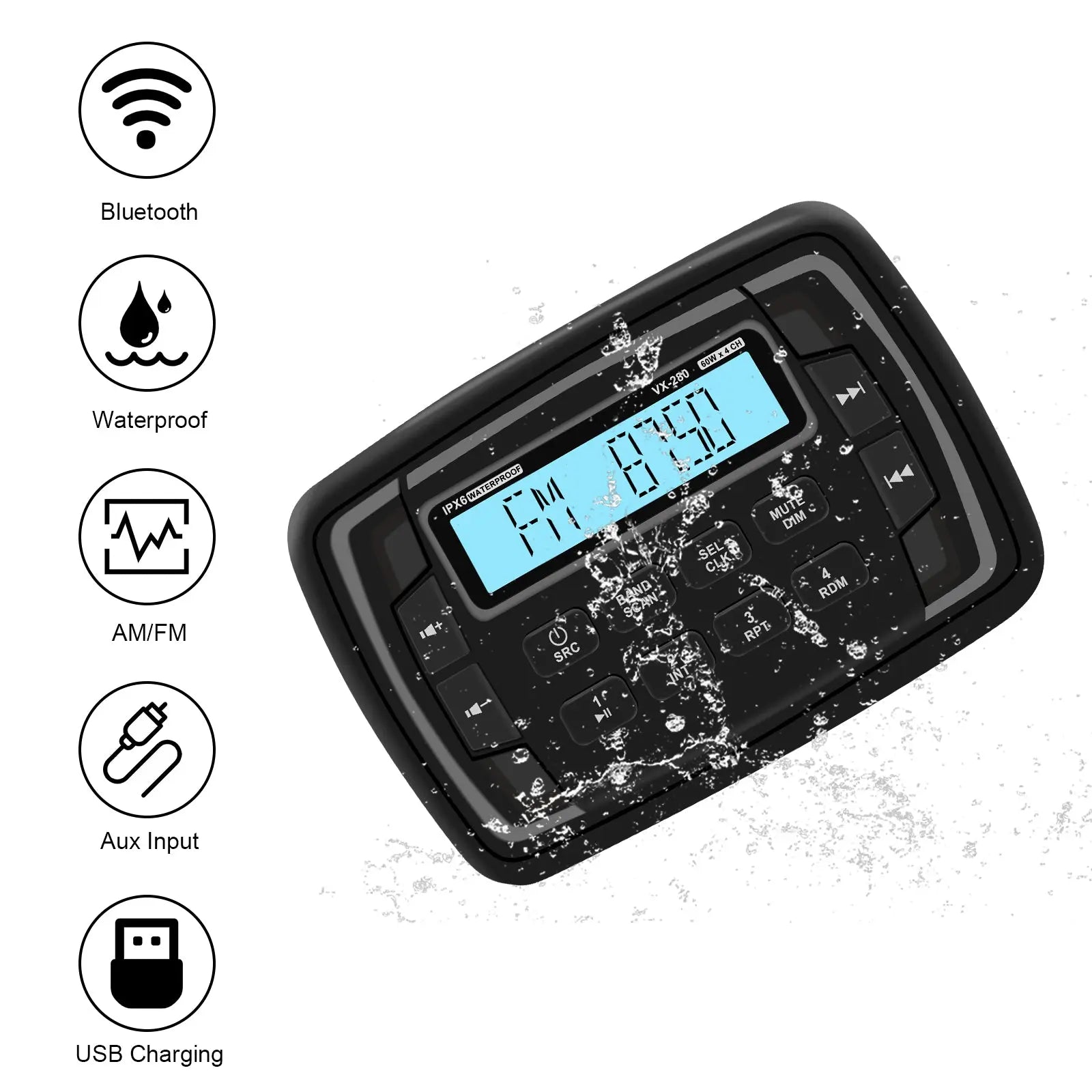 Herdio Marine Bluetooth Stereo Audio Radio for Boat