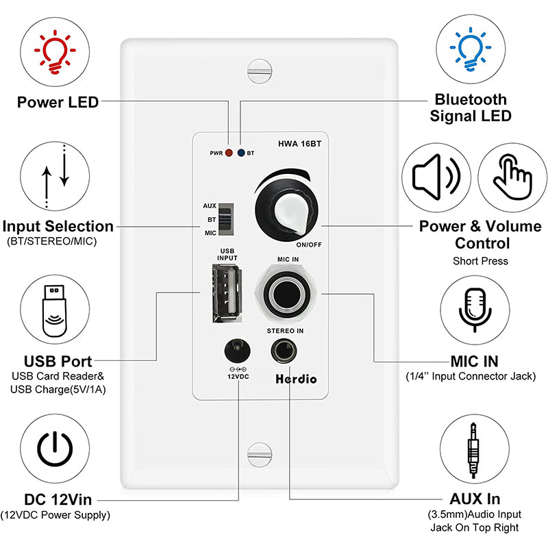 Herdio 4" Bluetooth Ceiling Speakers 320 Watts for Perfect Sound