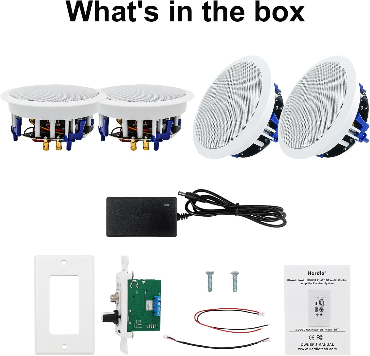 Herdio 6.5" In-Ceiling Bluetooth Speakers 640 Watts 2-Way for Powerful Audio Performance
