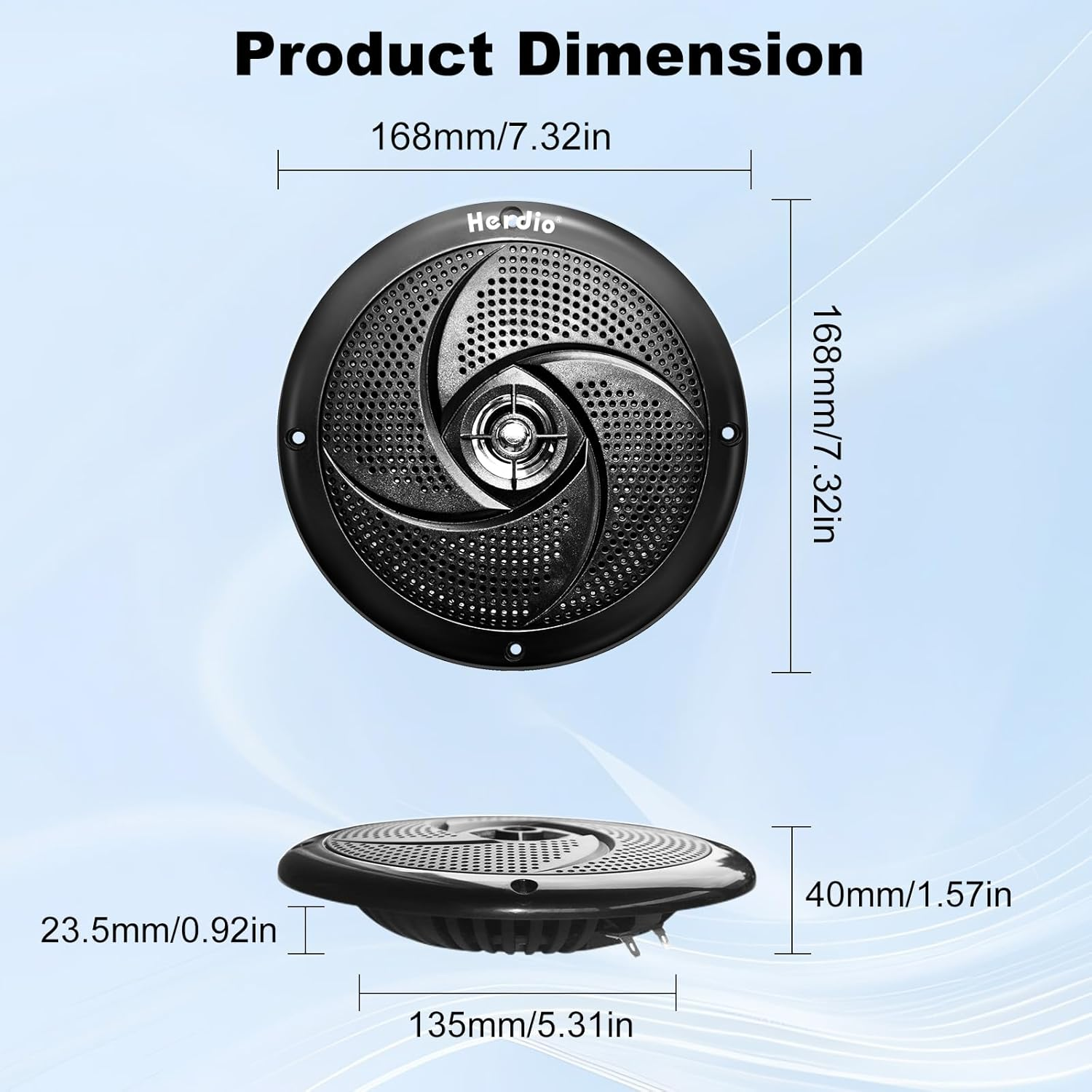 Herdio 6.5 Inch 240W Waterproof Marine Speakers - 2 Way Weather Resistant with LED Lights, and Low Profile Slim Style for Ooutdoor Boat，RV