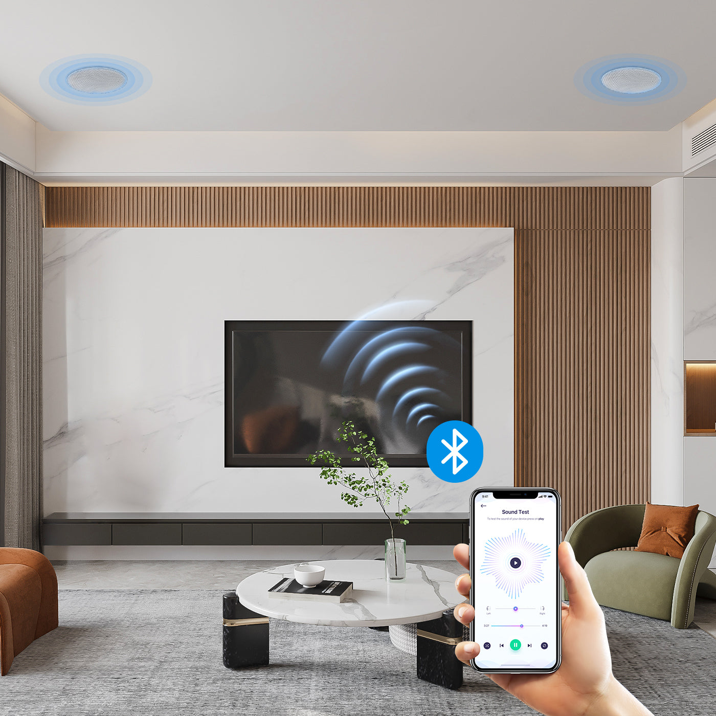  Herdio Paquete de altavoces de techo Bluetooth de 6.5 pulgadas  y 640 vatios de 2 vías, perfecto para sistema de cine en casa, sala de  estar, oficina, montaje empotrado con cable (