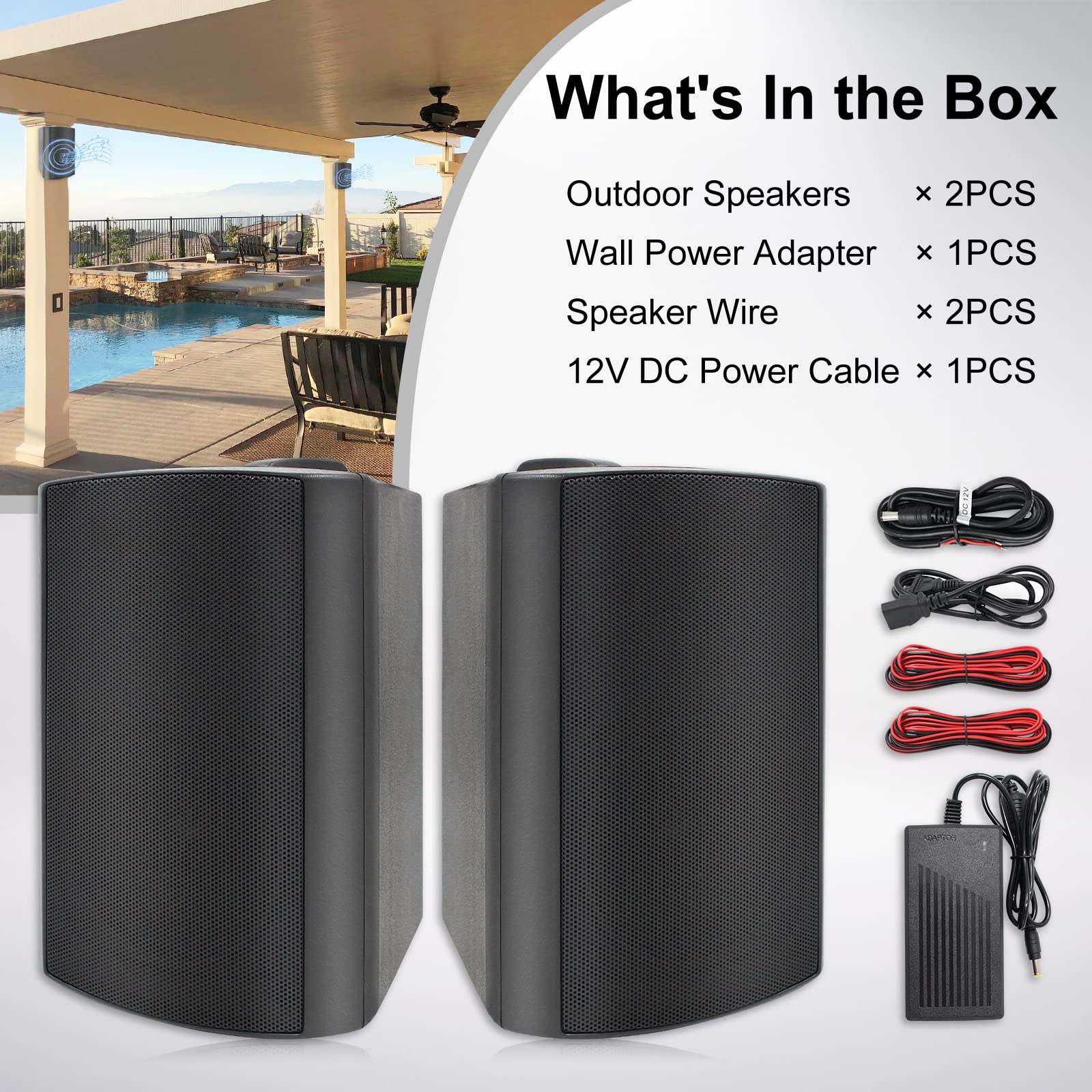 Herdio 4" Bluetooth Speakers 200W 2-Way Outdoor Weatherproof Audio