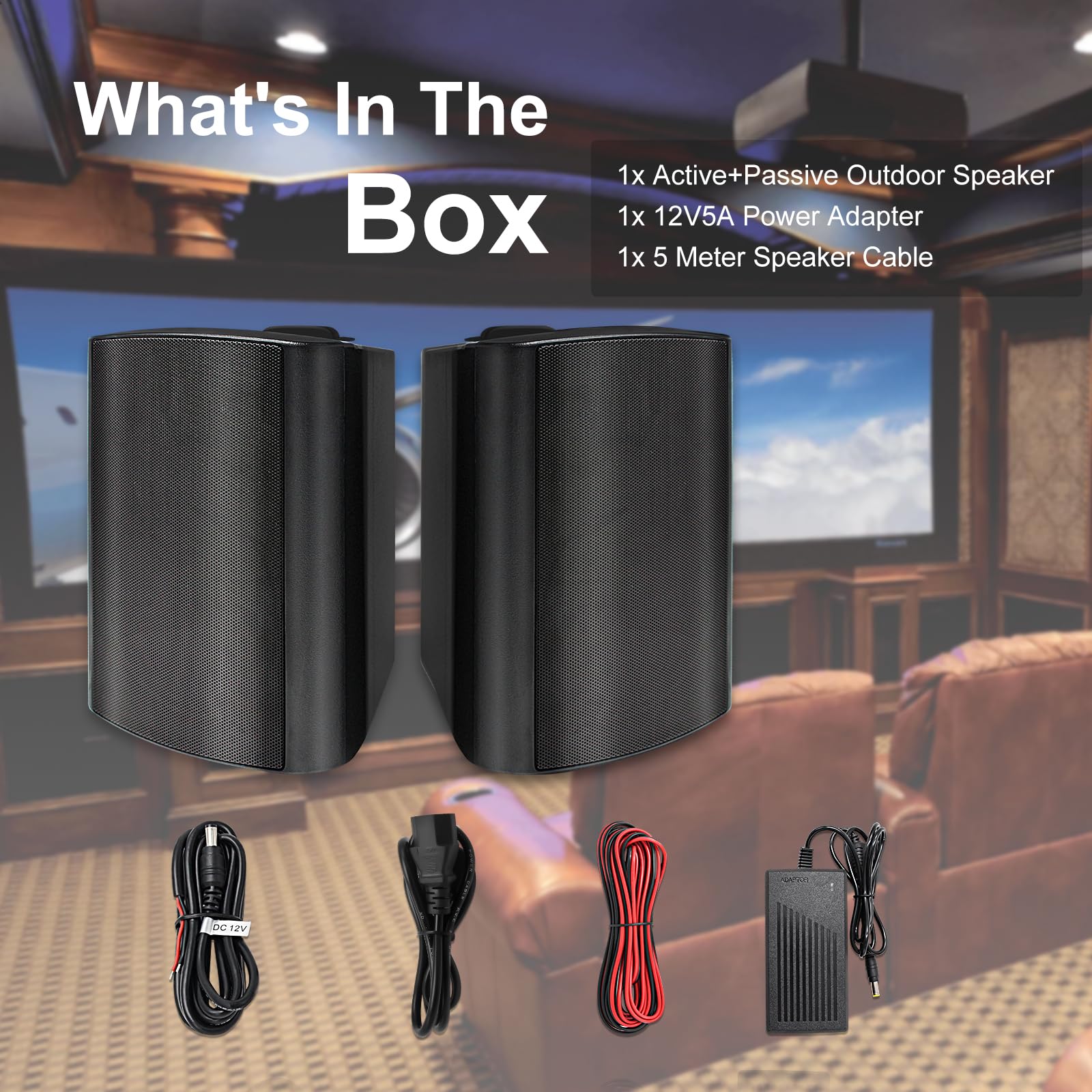 Herdio 5.25'' Bluetooth Outdoor Speaker 300 Watts 2-Way Wired Sound System 