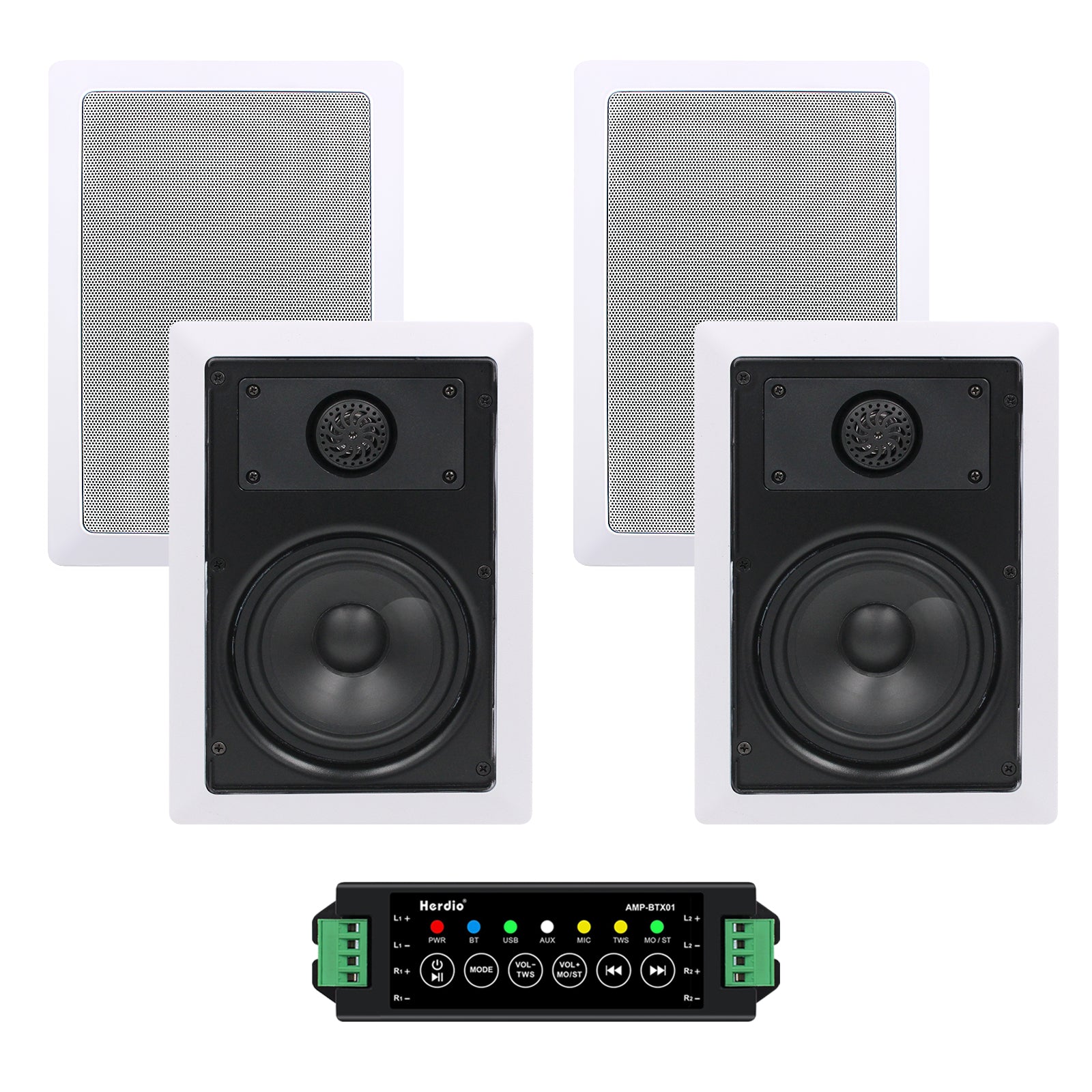 5.25"  Bluetooth  In Wall Speakers 200 Watts HCS-5030BT-4CH (4 Speakers)