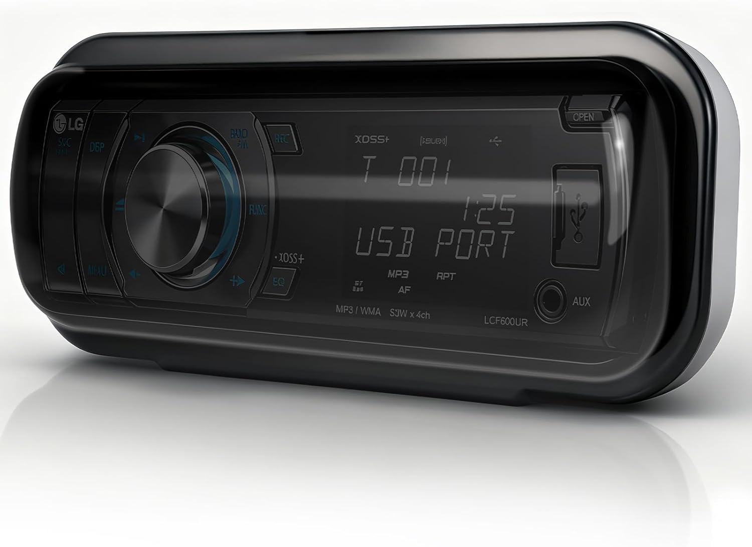 Herdio Water-Resistant Marine Stereo Cover | Smoke-Tinted Flip-Up Door with Spring Release & Mounting Gasket (White)