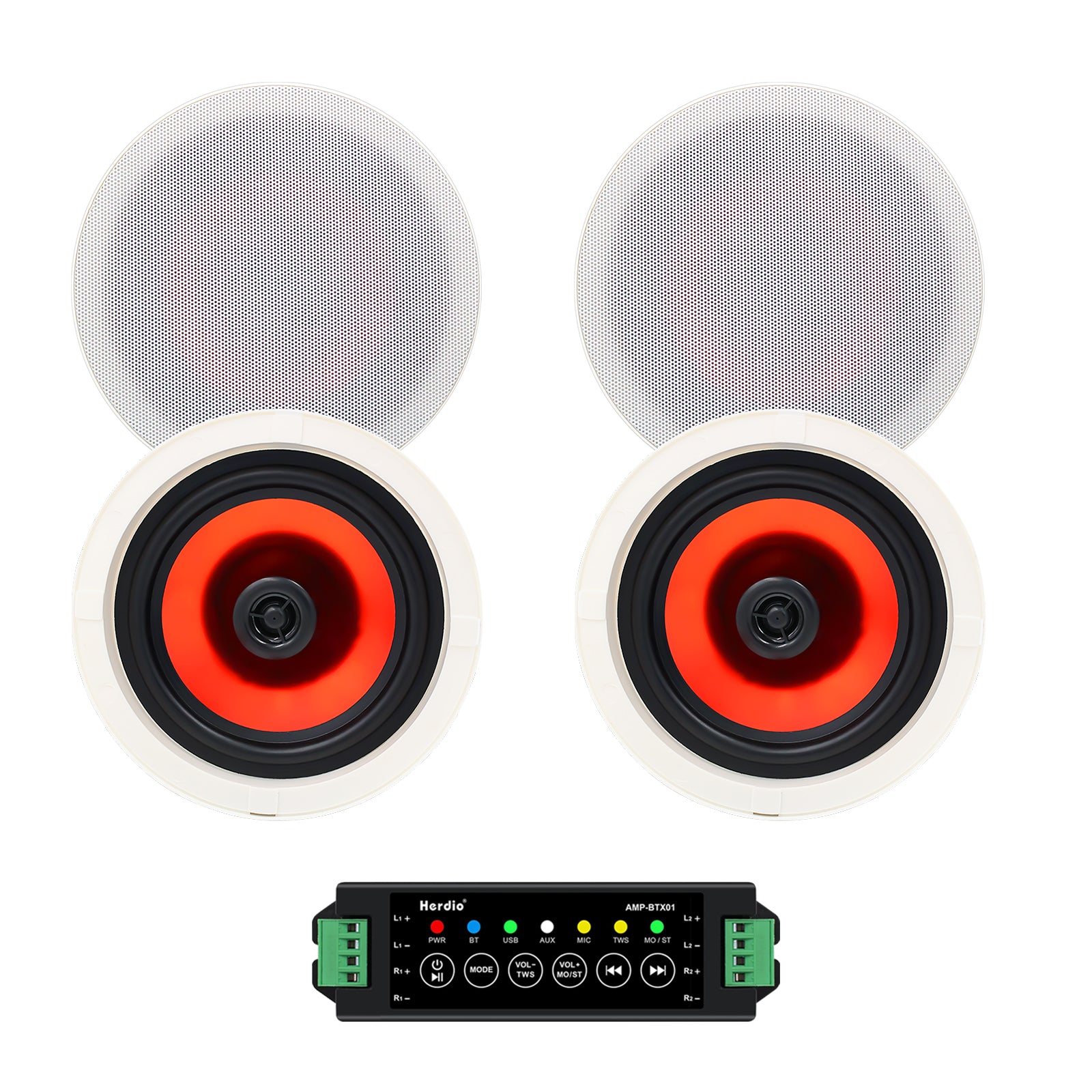 6.5" Ceiling Bluetooth Speakers600 Watts 2-Way HCS4-628BT (4 Speakers)