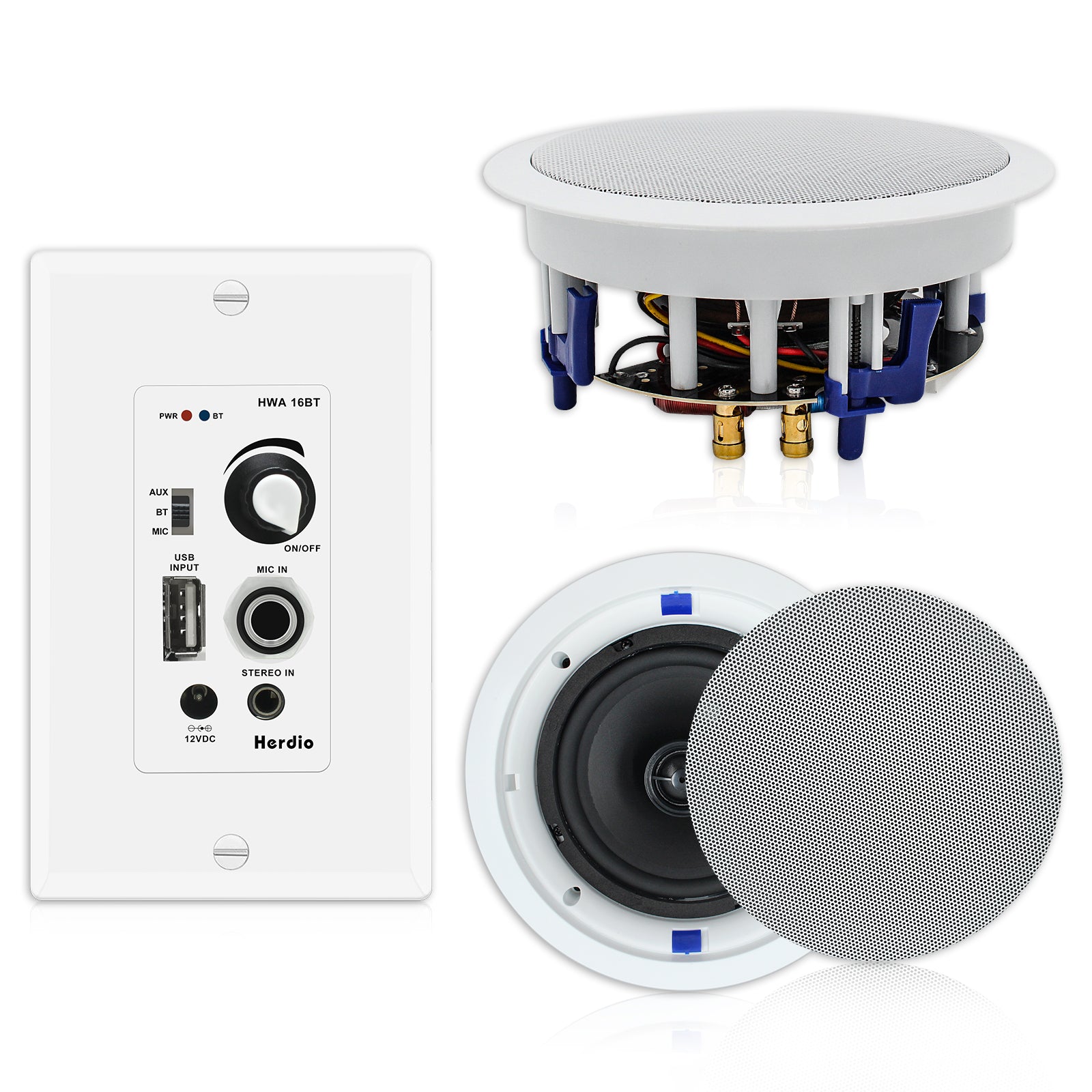 6.5" Bluetooth Ceiling Speakers 320 Watts HCS 818-16BT - Herdio
