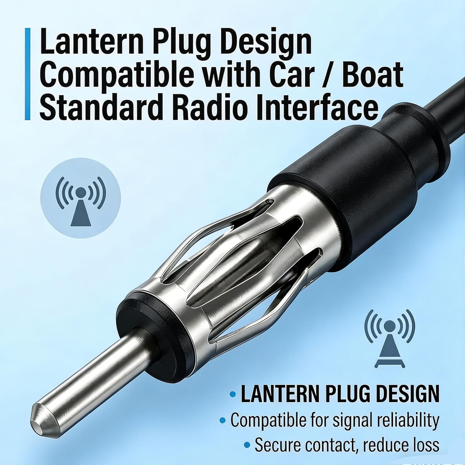 Herdio 50-Inch Marine FM Antenna | Soft Hideaway Dipole for Boat, Car & ATV (Black)