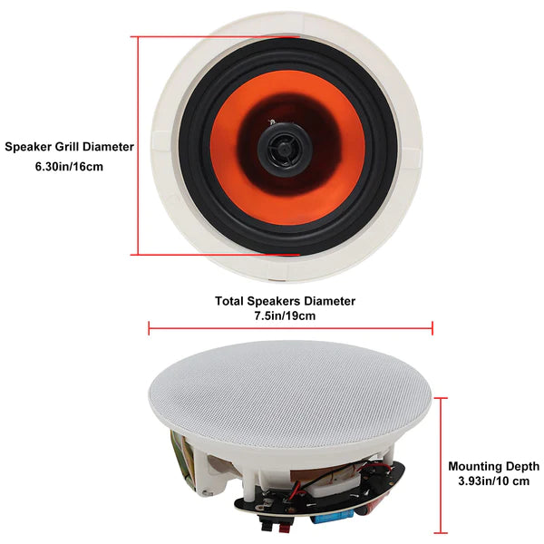 6.5" Bluetooth Ceiling Speakers 600 Watts HCS4-628BT (4 Speakers) - Herdio