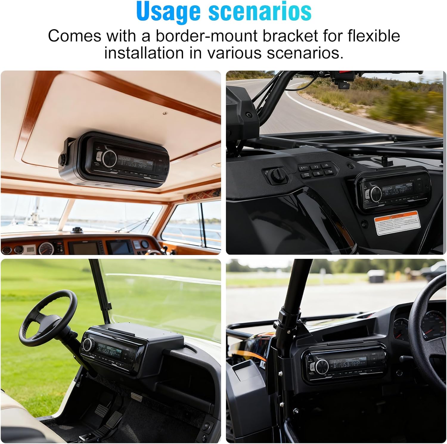 Herdio Universal Marine Stereo Cover | Water-Resistant Boat Radio Protector with Flip-Up Door & Neoprene Gasket (Black)