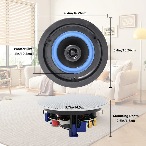 4" Bluetooth Ceiling Speakers 160 Watts HCS-418BT - Herdio