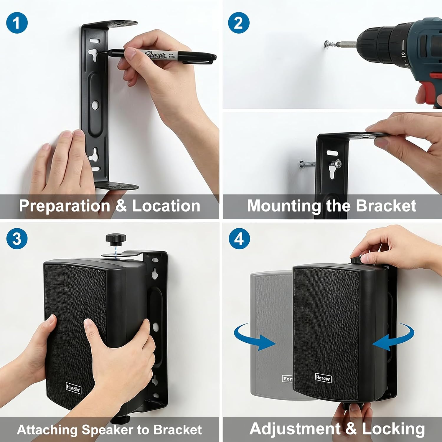 Herdio 6.5" 400W Outdoor Bluetooth Speakers, IPX5 Waterproof, Multi-Connection Up to 20 Units (2-Pack)