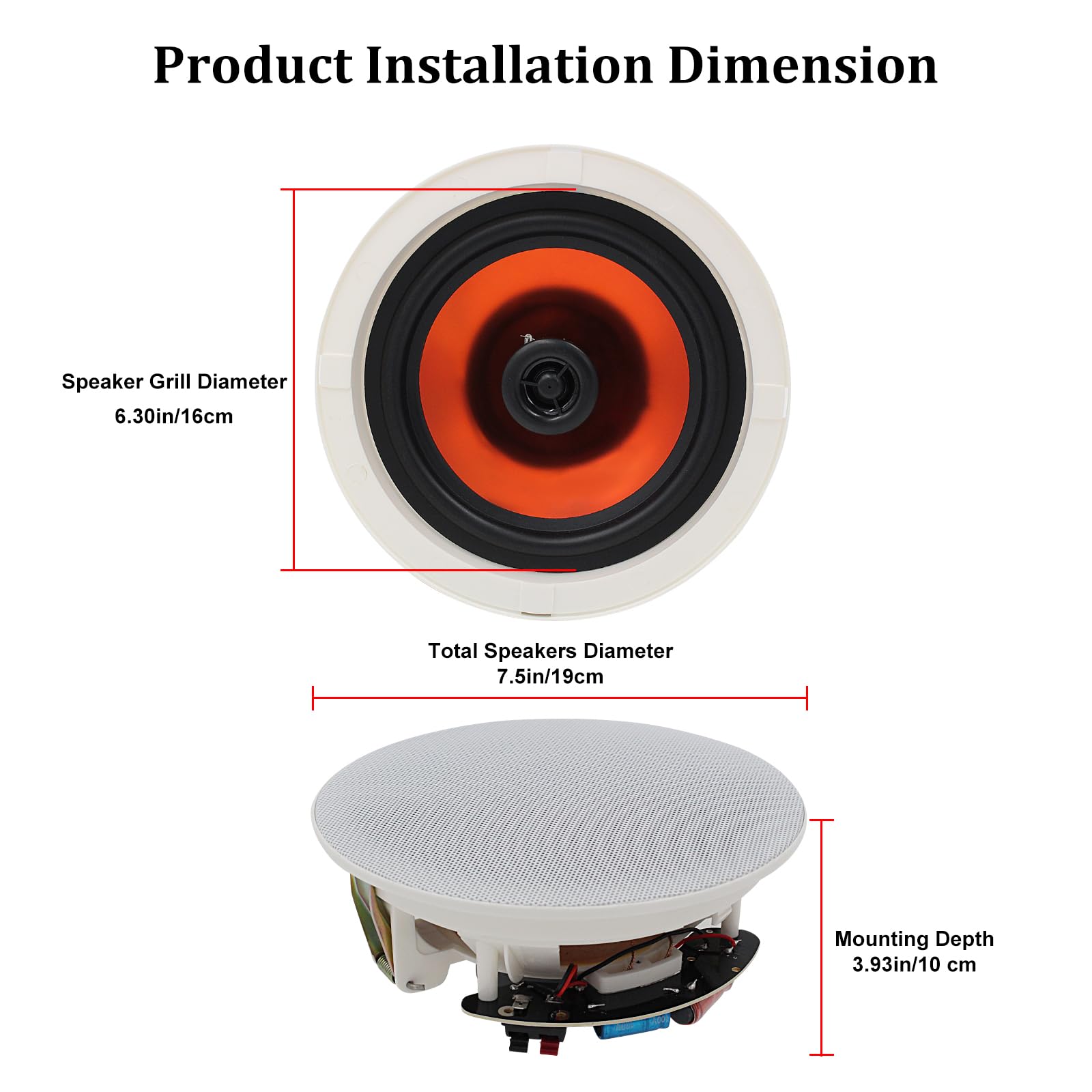 6.5" Ceiling Bluetooth Speakers 300 Watts 2-Way HCS 628-16BT