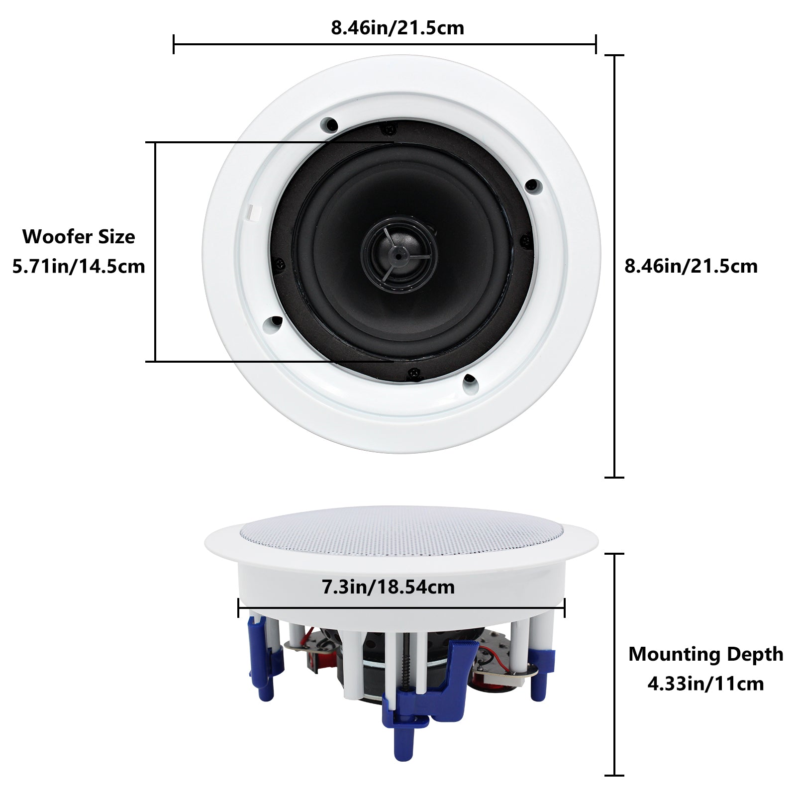 5.25" Bluetooth Ceiling Speakers 300 Watts HCS-528BT - Herdio