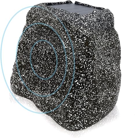 Herdio 8" Solar-Powered Bluetooth Rock Speakers 120W | Rechargeable Battery Waterproof Outdoor Garden Audio