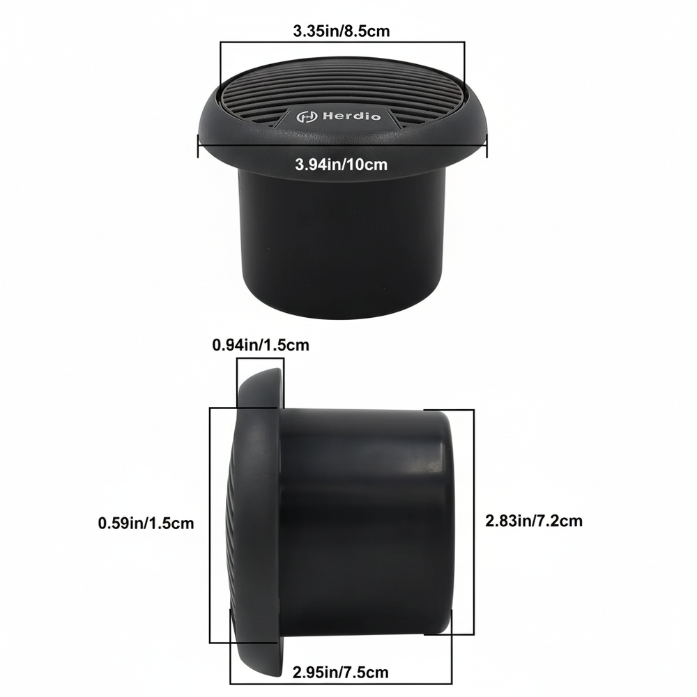 Herdio 3 inch marine speakers installation dimensions precise measurements technical specs