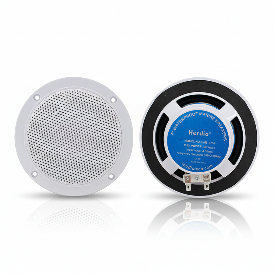 Herdio 4 inch marine speakers white background product image - 160W waterproof boat speakers