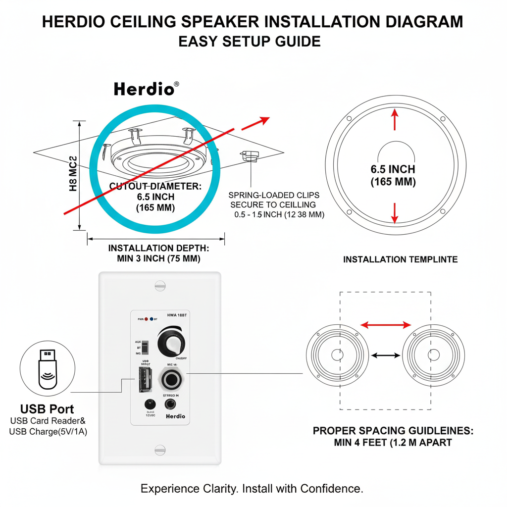 Herdio ceiling speakers comparison chart product features advantages competitive analysis