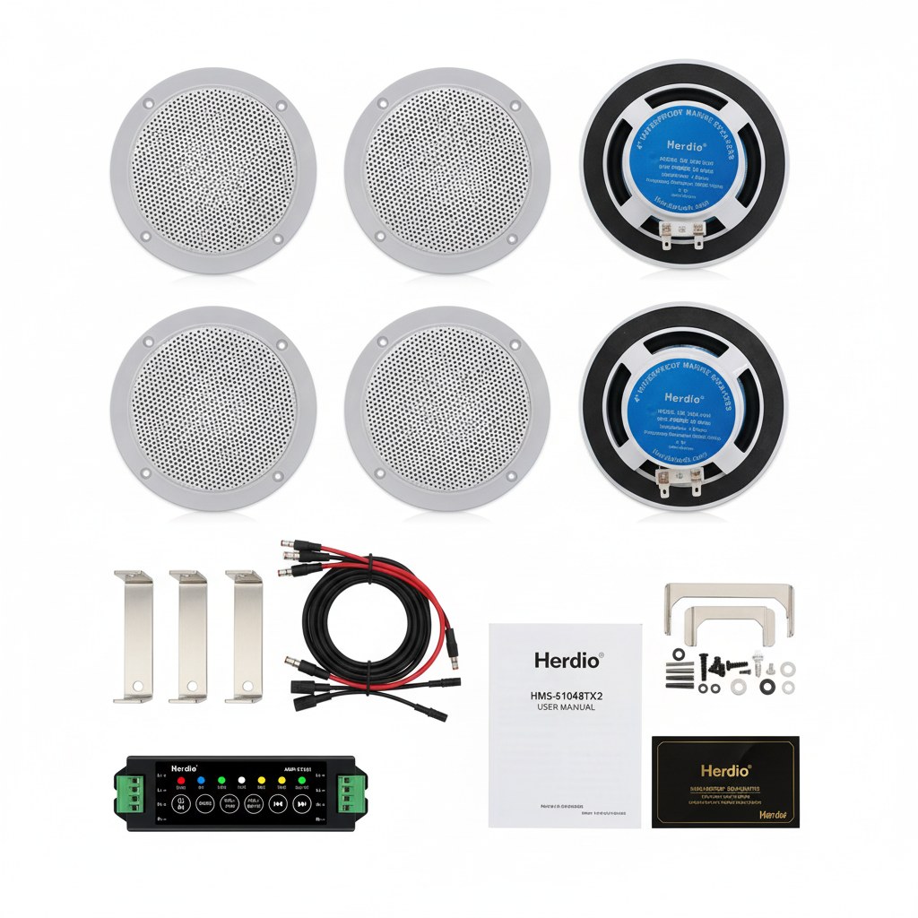 Herdio marine speaker package contents unboxing accessories included