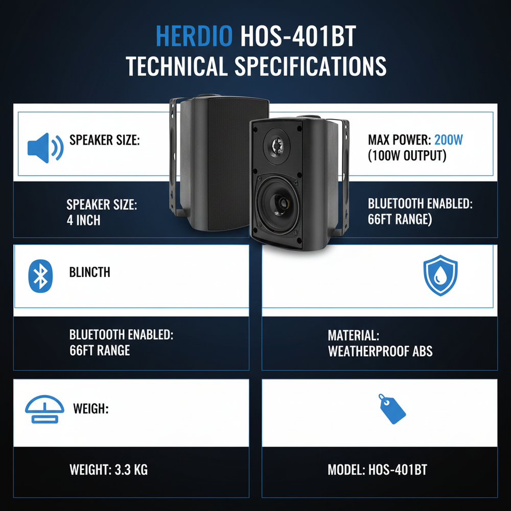 Herdio 200W outdoor speaker technical specifications and performance parameters