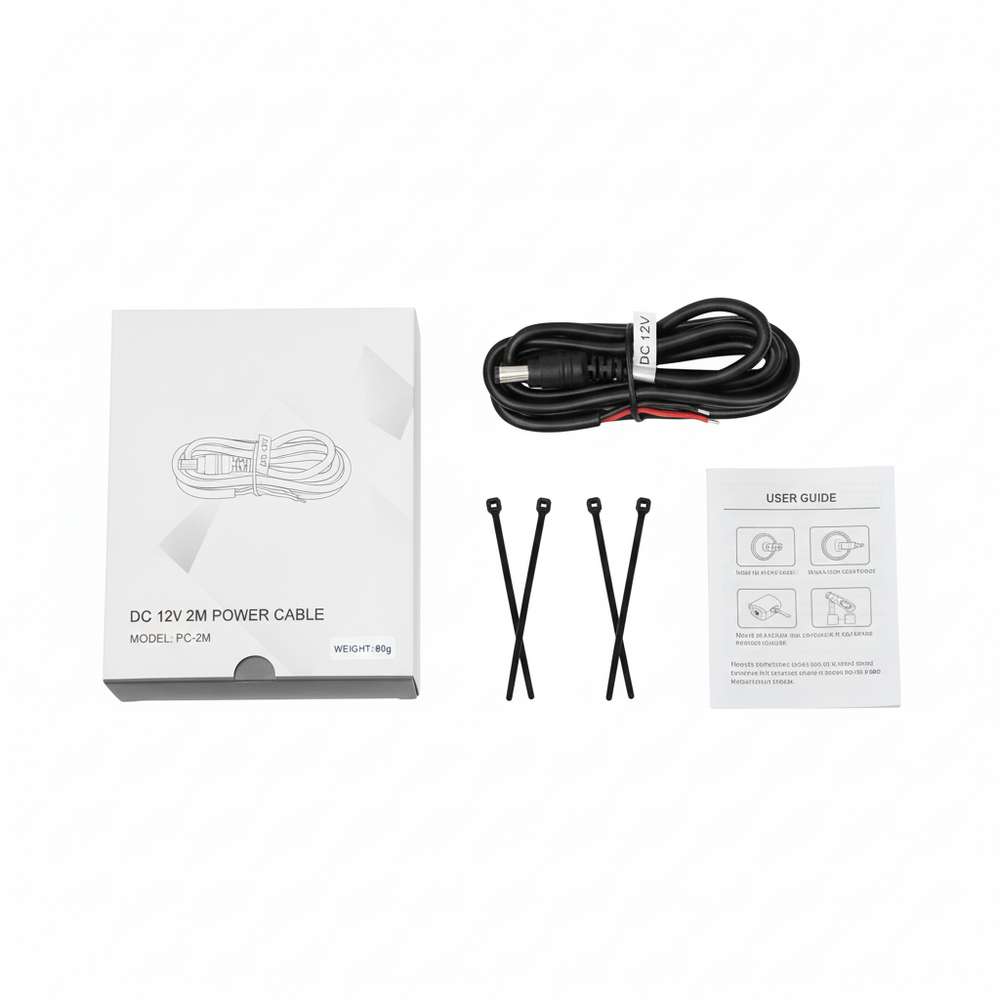 DC 12V 2M power cable package contents and included accessories