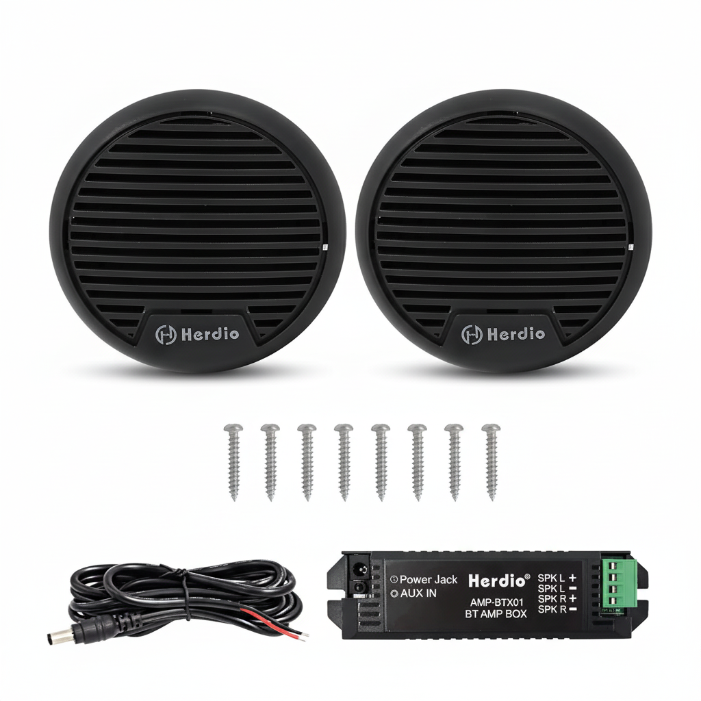 Herdio 3 inch Bluetooth marine speakers premium product set with waterproof design 140 watt power