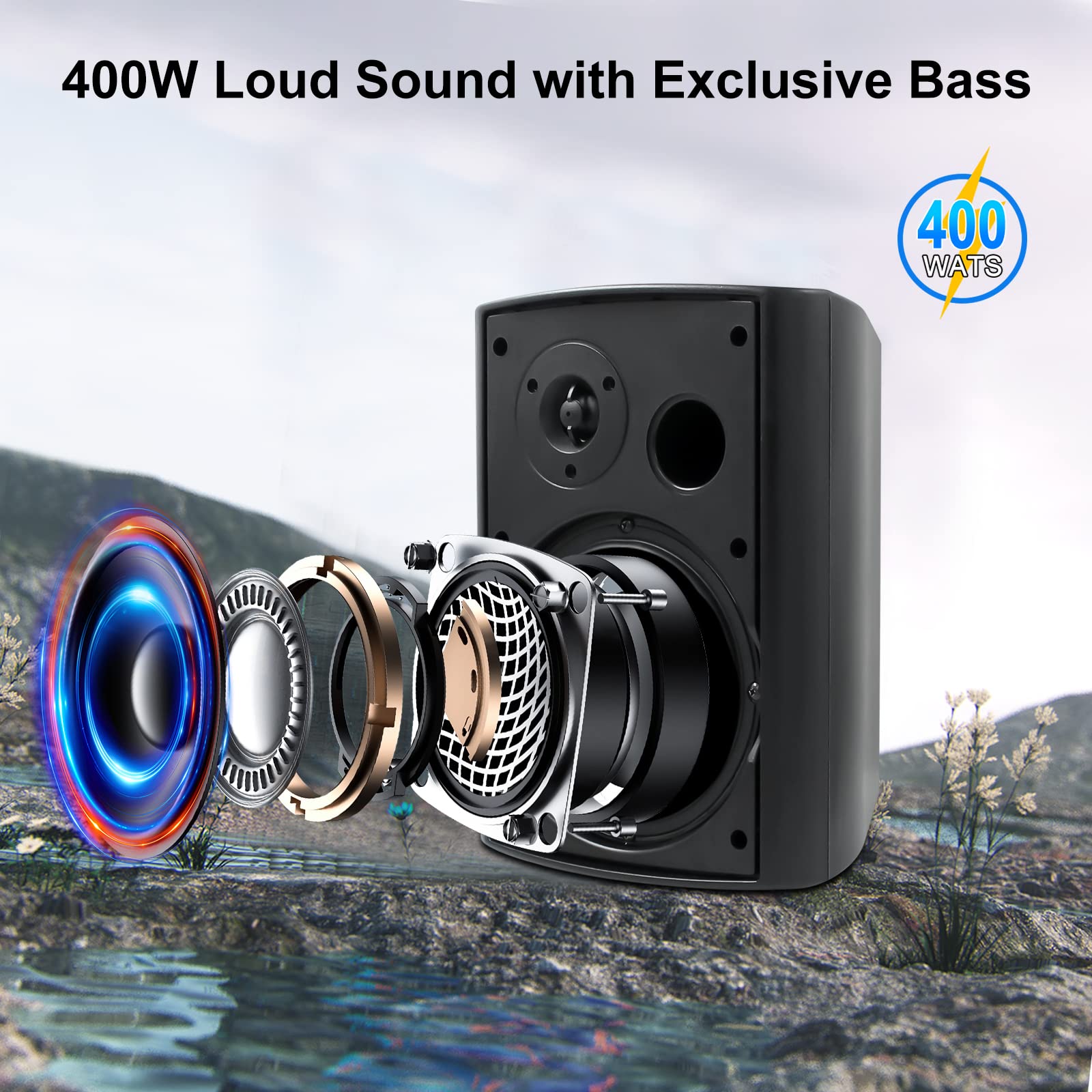 6.5" Outdoor Speakers 400 Watts 2-Way Waterproof Dustproof HOS-601