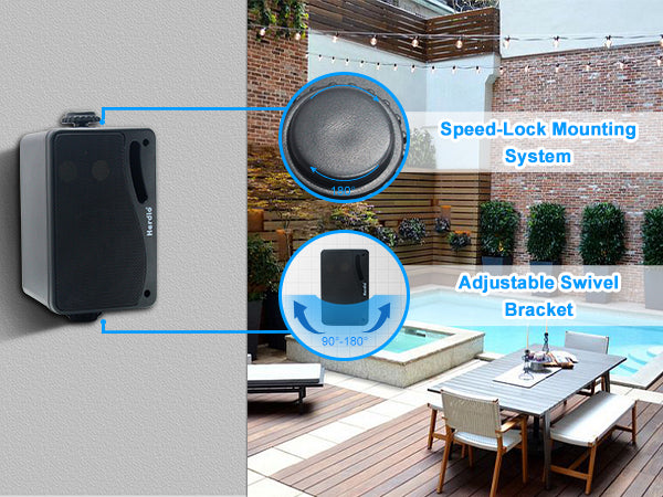 Herdio 3.5" Outdoor Speakers 200 Watts Waterproof Audio for Outdoor Use