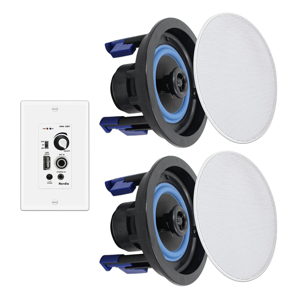 Herdio 6,5 pouces 640 Watt Haut-parleurs de plafond Montage encastré 2 voies Parfait pour le bureau, la cuisine, le salon, la salle de bain (4 haut -parleurs Herdio 6,5 pouces 640 Watt Haut-parleurs de plafond Montage encastré 2 voies Parfait pour le bureau, la cuisine, le salon, la salle de bain (4 haut -parleurs