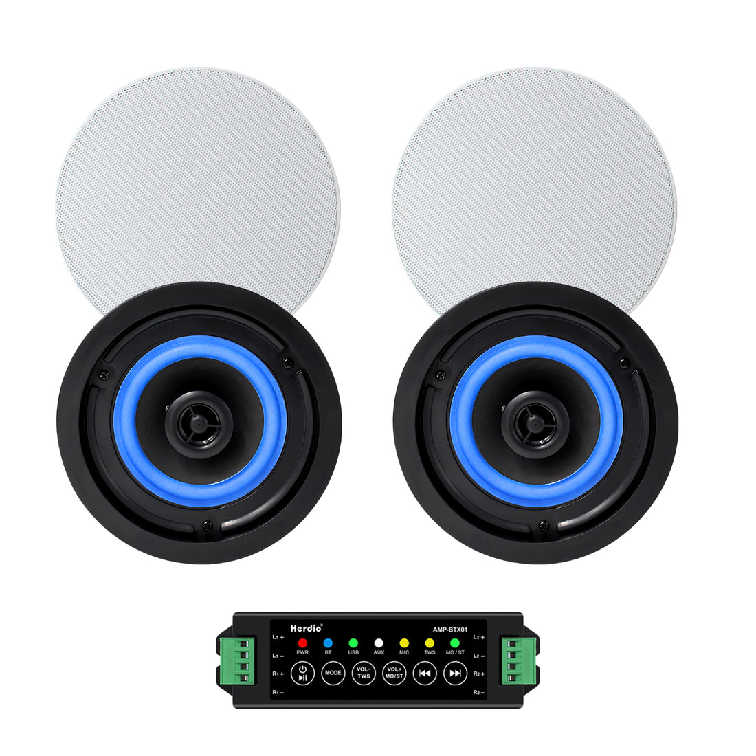Herdio 4 inch Bluetooth ceiling speakers 320W premium home audio system