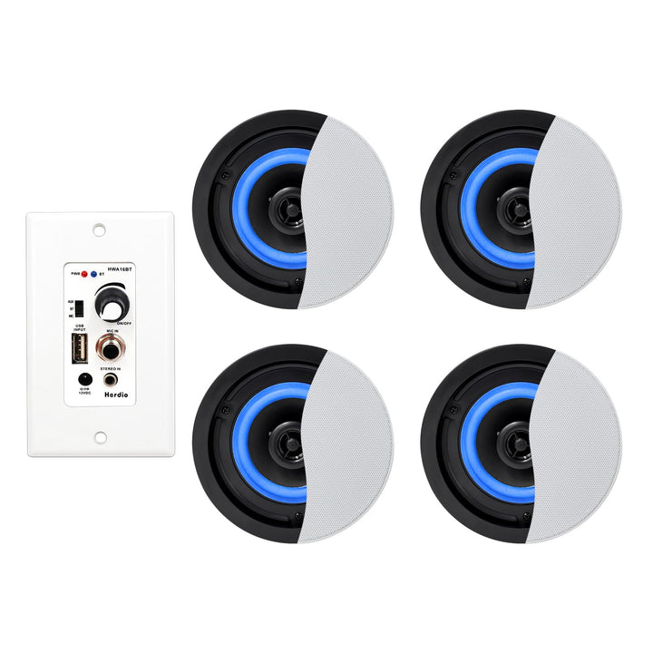 Herdio 4" Bluetooth In-Ceiling Speakers 320W | Flush-Mount Home Audio System